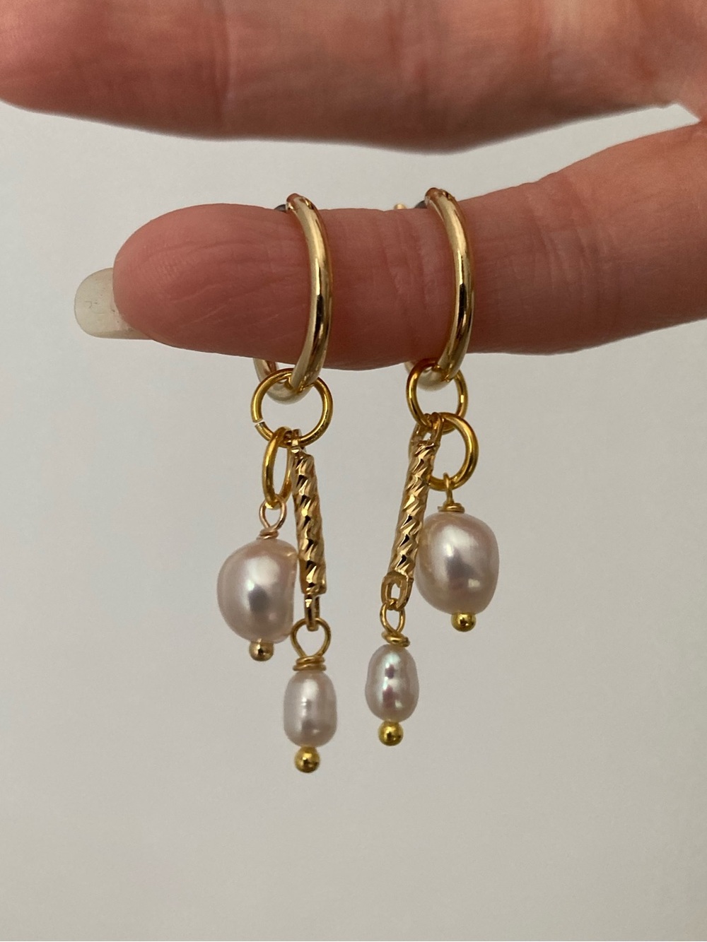 New Vanessa Mooney Pearl drop dangle dainty hoop earrings dainty earrings charms